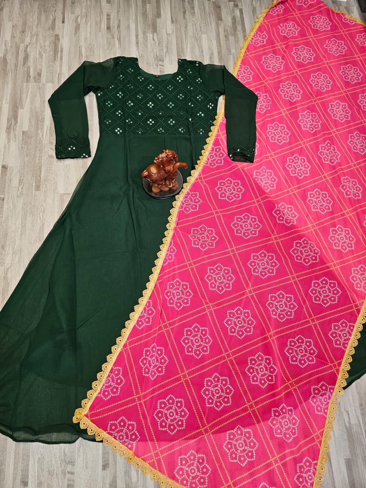 Brinjal By Krishi Georgette Dupatta With Anarkali Kurtis Catalog